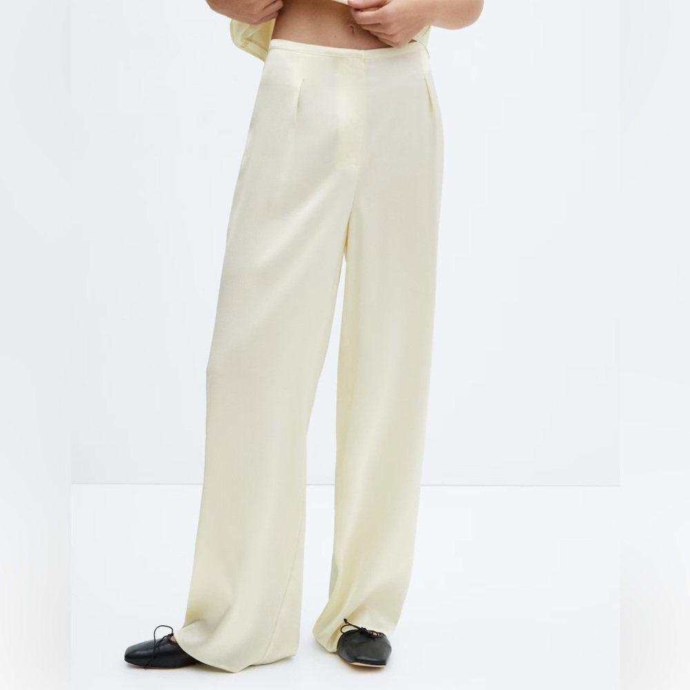 Mango Cream Wide-Leg Trousers